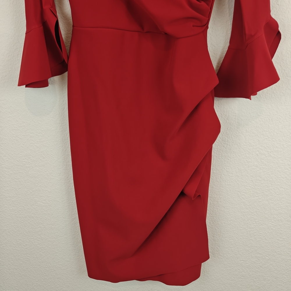Chiara Boni La Petite RobeTrina Ruffle Sheath 3/4 Sleeve Dress Sz 8 - Picture 7 of 16